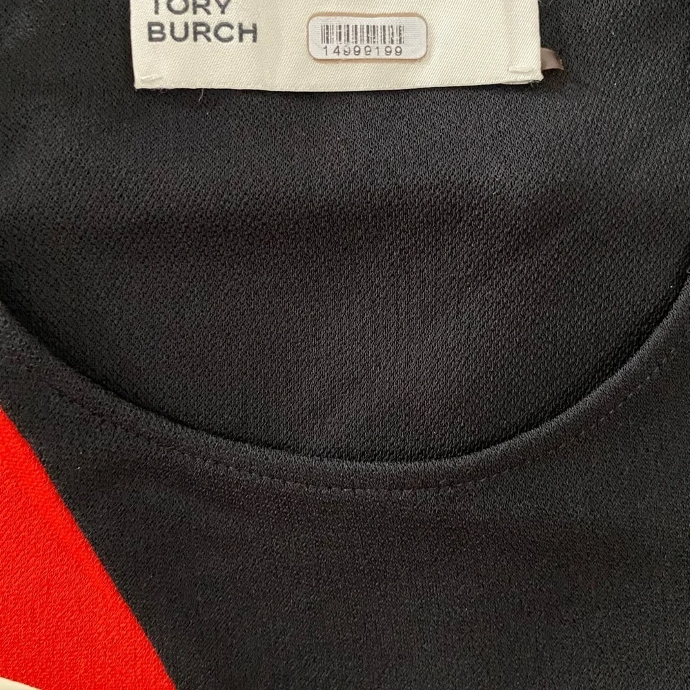 Tory Burch Colorblock Knit Top Shoulder Zipper in Black Red Burgundy Size 6